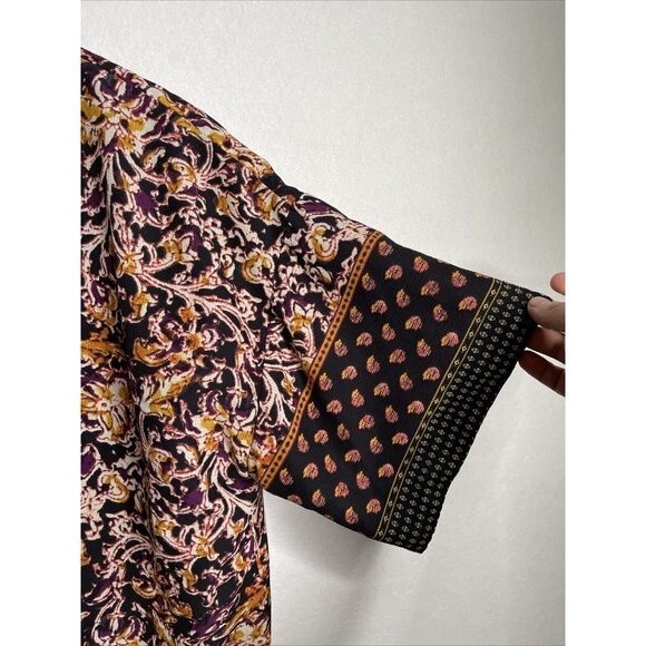 Liz Claiborne Petite Open Cardigan Petite L/XL Black/Brown Floral 3/4 Sleeve - Picture 4 of 8